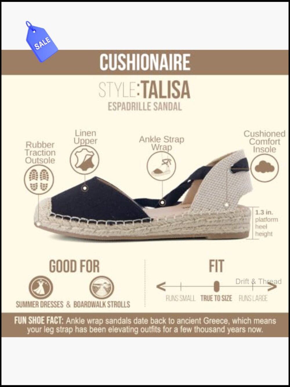 Closed Toe Wedge Sandal with Elastic Ankle Strap, Jute Wrapped Sole Espadrille - Picture 4 of 7